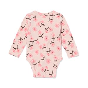 HEMA Baby meegroei overslagromper rib bloemen roze