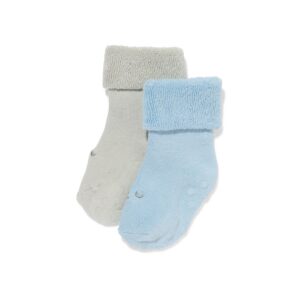 HEMA HEMA Babysokken Badstof Beren - 2 Paar Middenblauw (middenblauw)