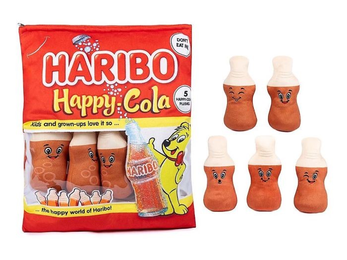 haribo pluche in zak cola flesjes