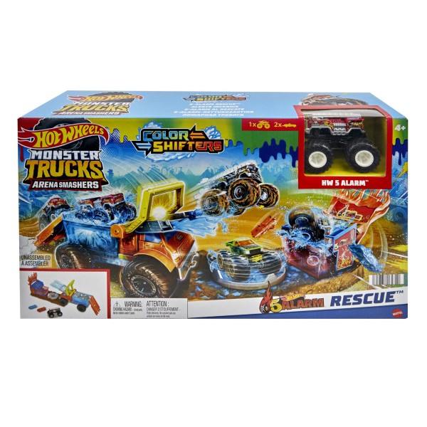 hot wheels monster trucks fire crash challenge