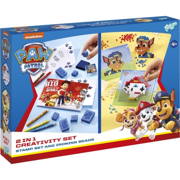 paw patrol totum 2in1 strijkkralen en stempels